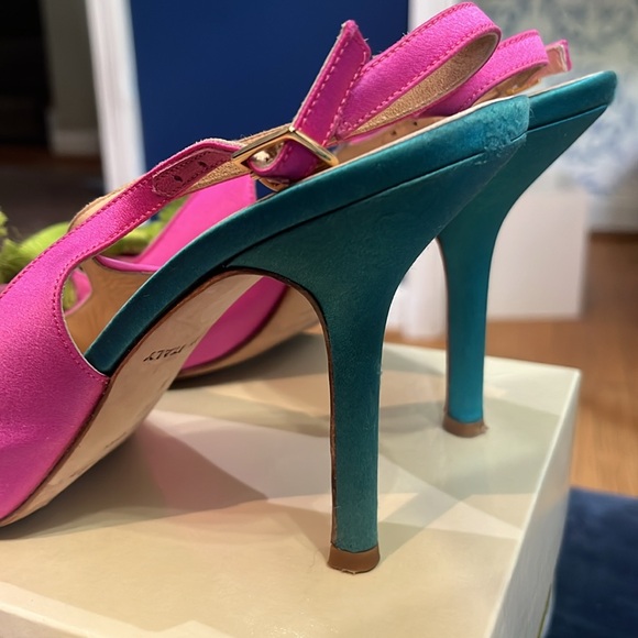 Kate Spade Pink and Green Bow Heels - Picture 9 of 10